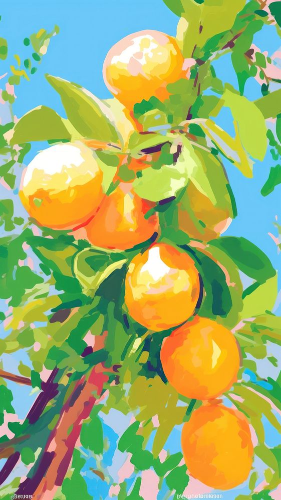 Chinese orange tree backgrounds grapefruit painting.