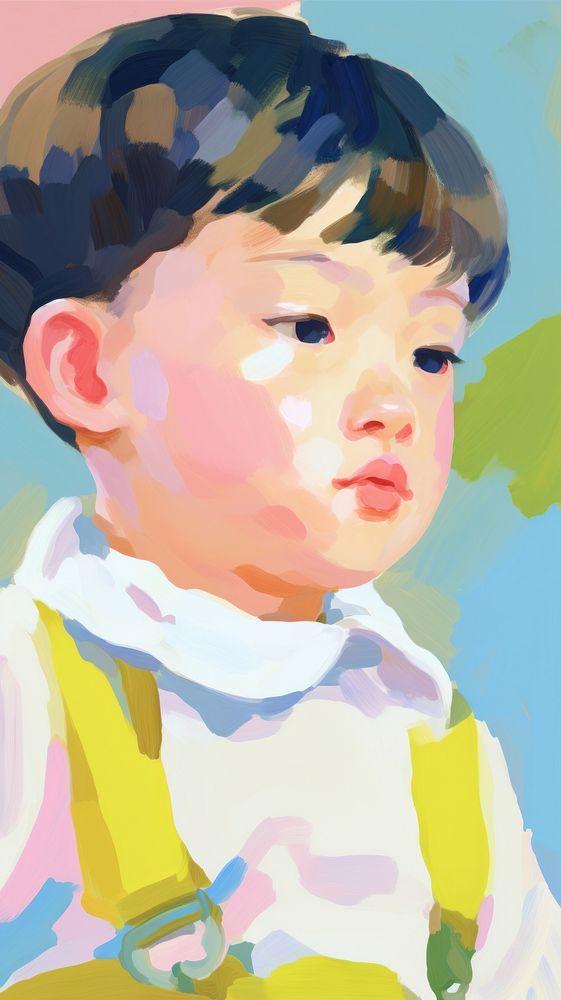 Chinese boy painting art abstract.