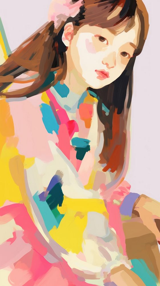 Chinese girl painting art abstract.