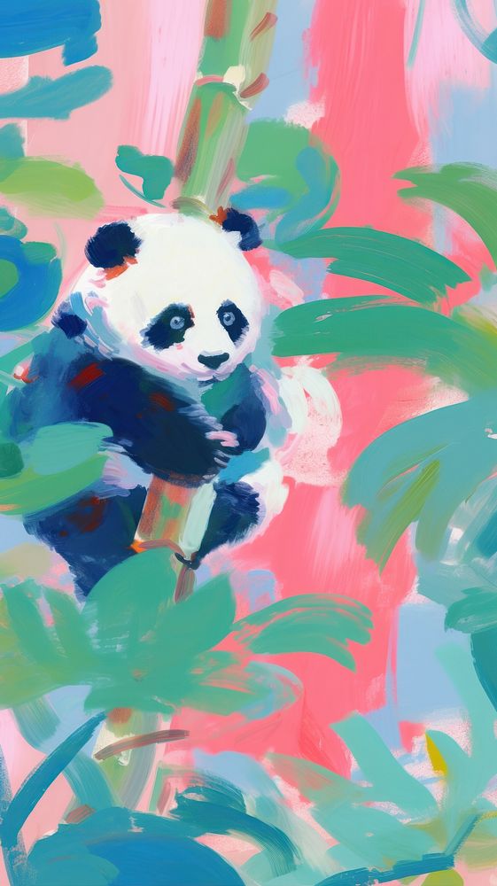 Chinese panda and bamboo painting art backgrounds.