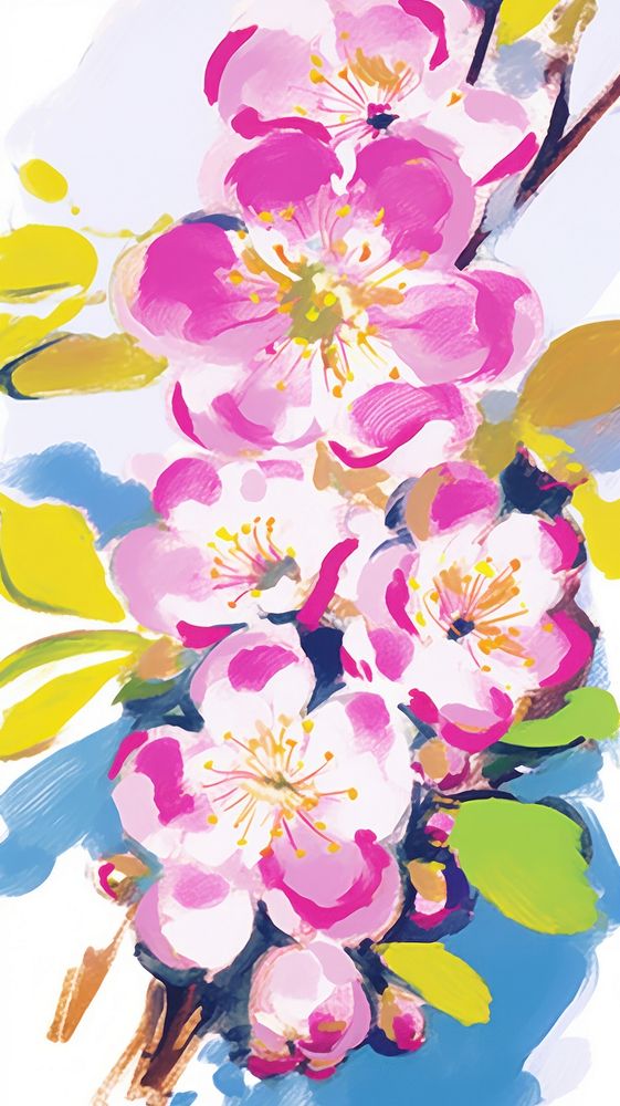Chinese plum blossom painting art cartoon.
