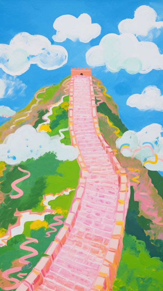 Chinese the great wall painting art outdoors.