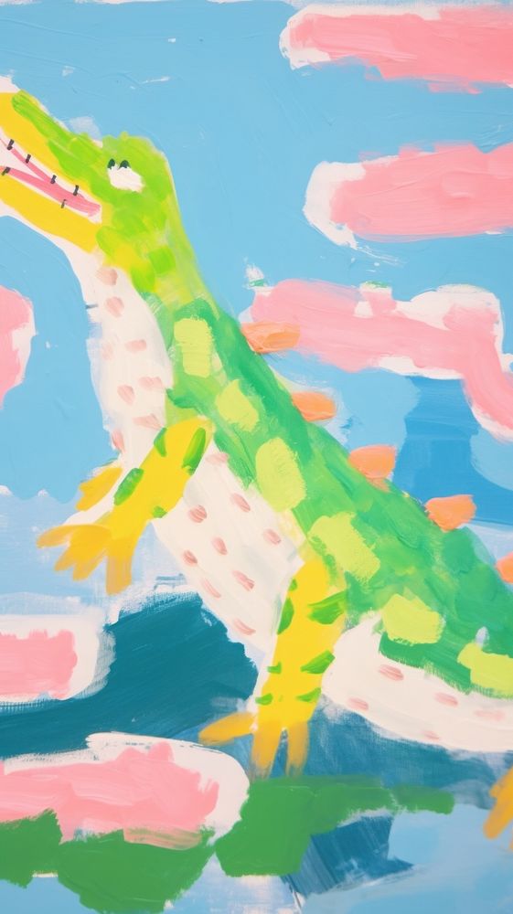 Cute crocodile painting art backgrounds.