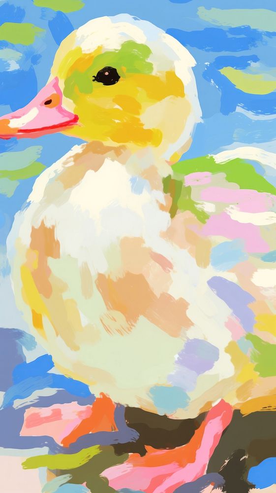 Cute duck painting art abstract.