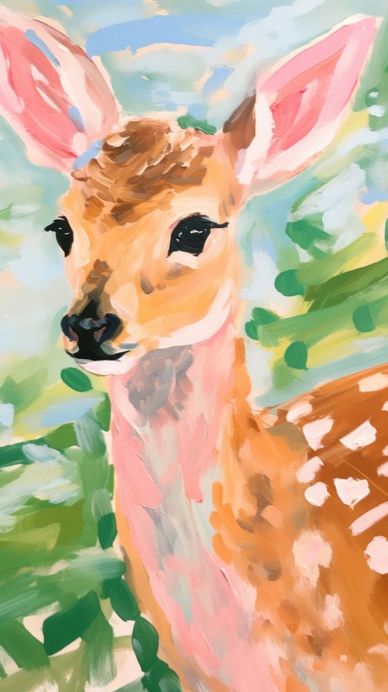 Cute deer wildlife painting cartoon.