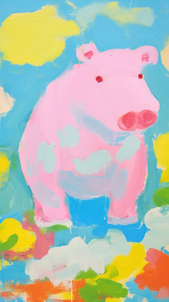 Cute hippo painting art backgrounds.