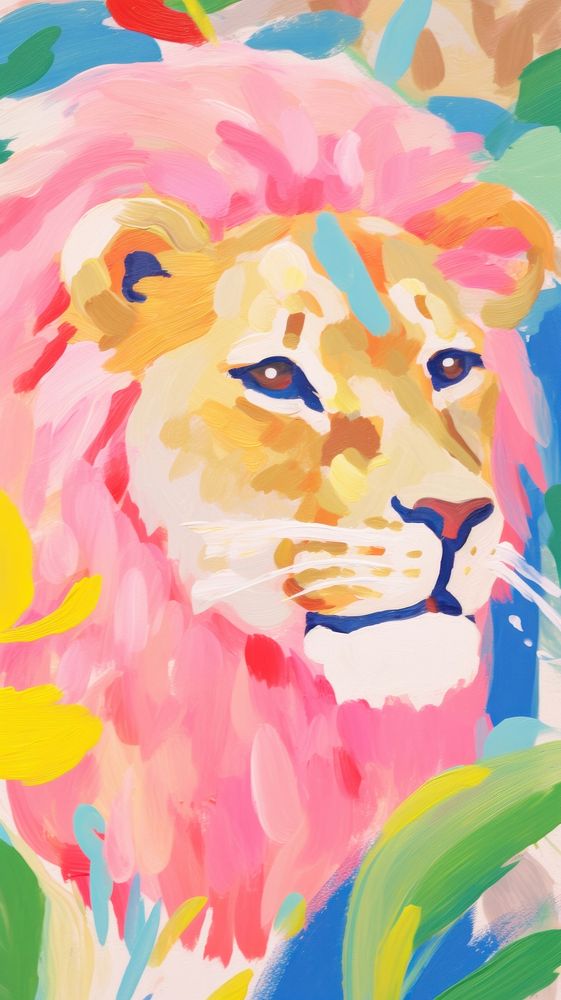 Cute lion painting art backgrounds.