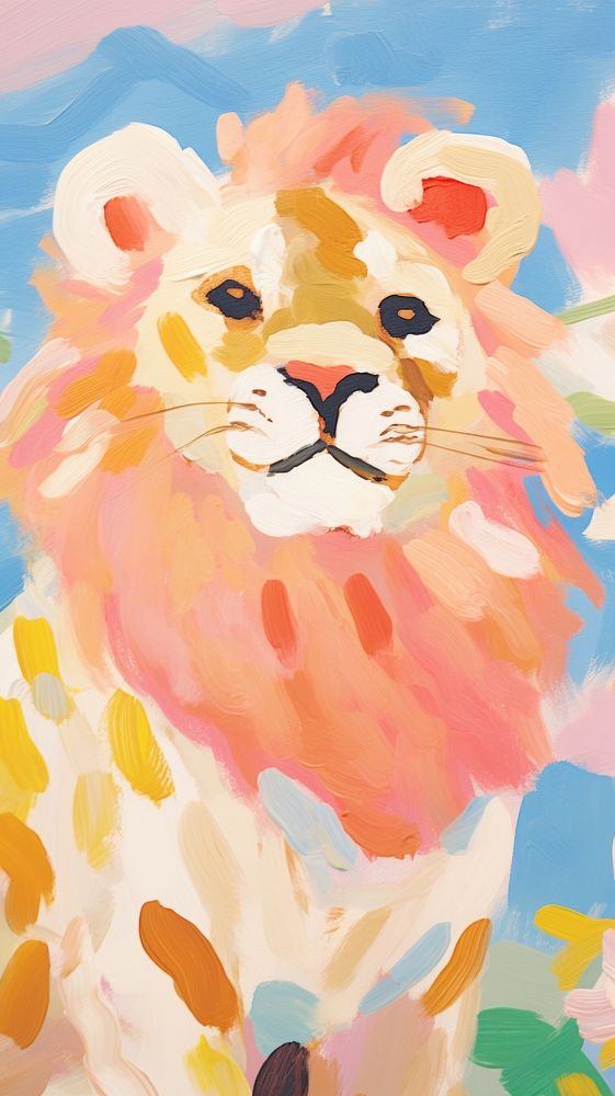 Cute lion painting art backgrounds.