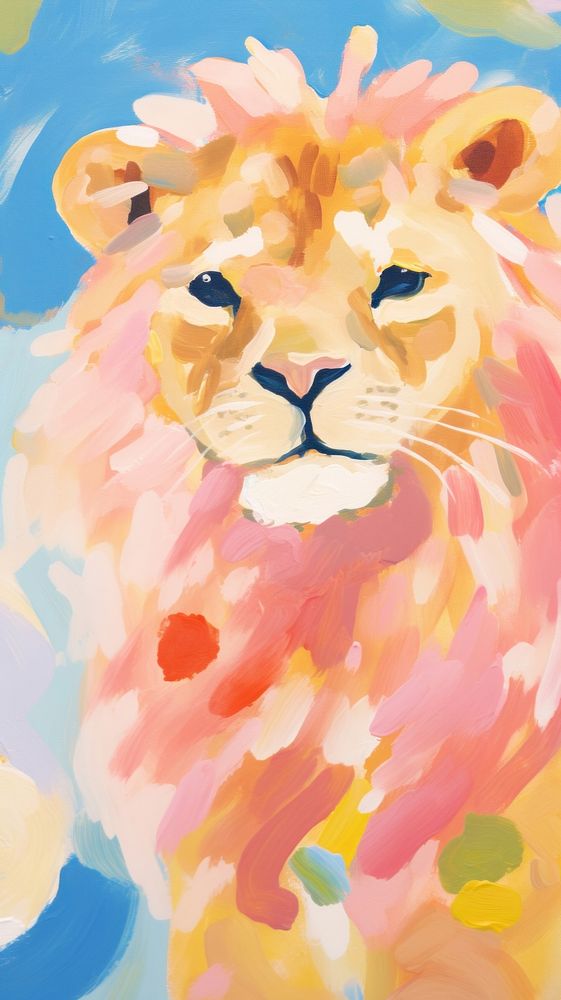Cute lion painting art backgrounds.