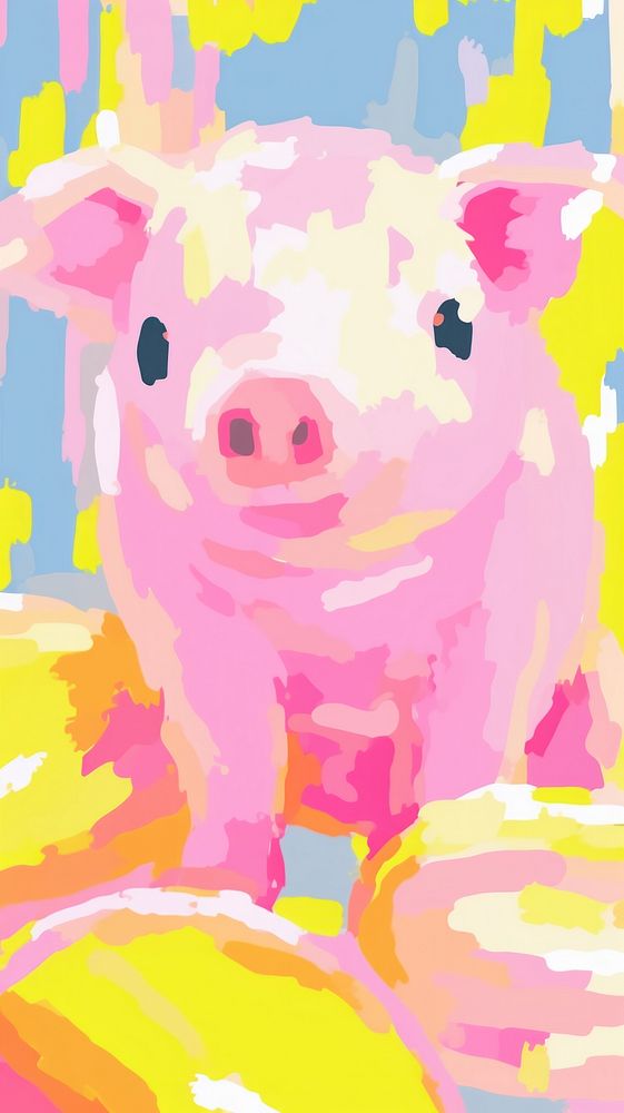 Cute pig painting cartoon mammal.