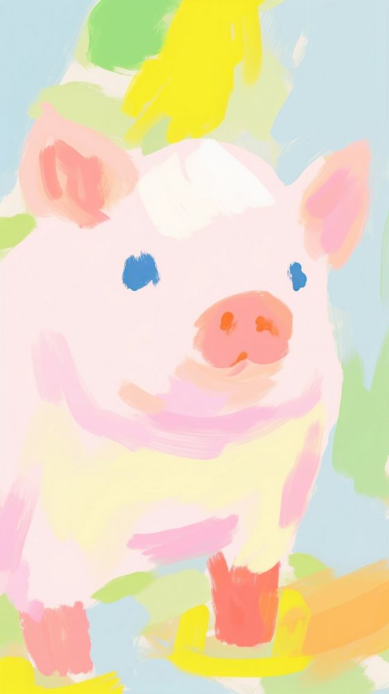 Cute pig abstract painting cartoon.