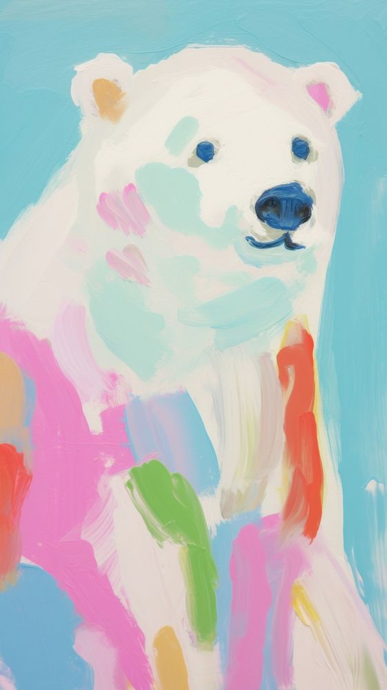 Cute polar bear art abstract painting.