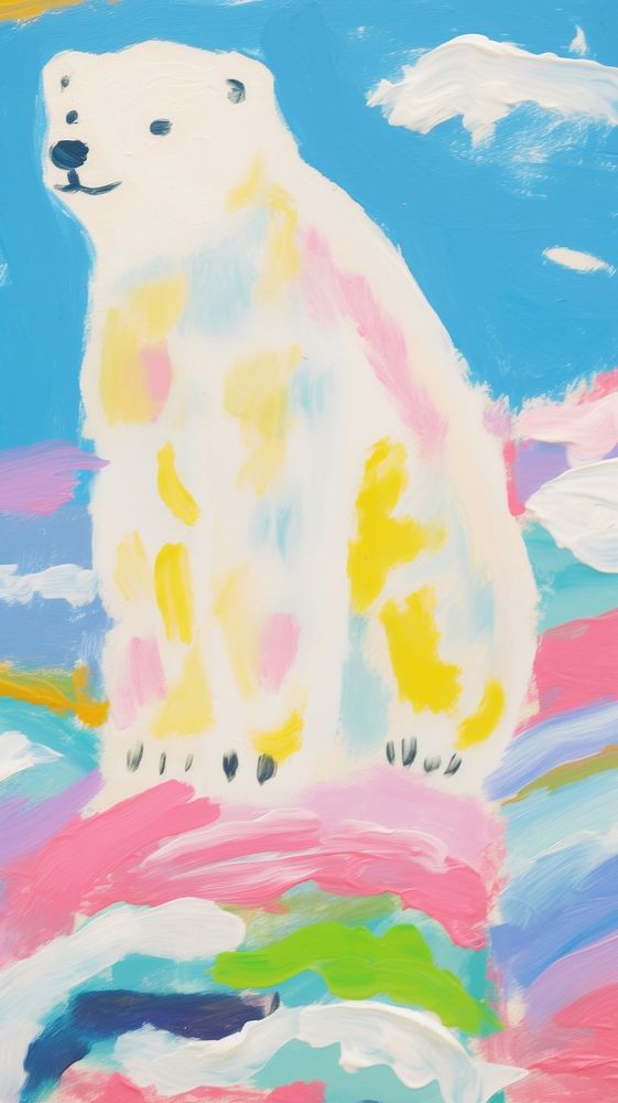 Cute polar bear painting art abstract.