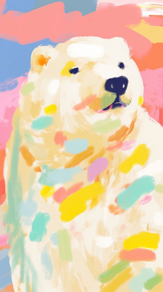 Cute polar bear painting art abstract.