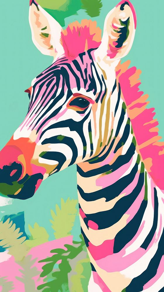 Cute zebra wildlife painting cartoon.