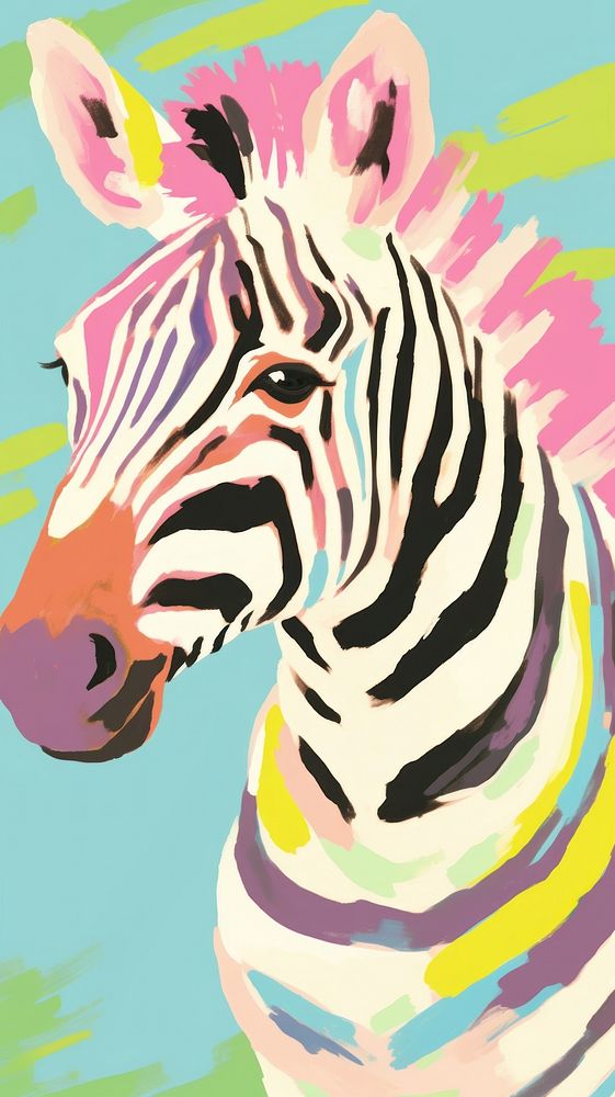 Cute zebra art painting cartoon.
