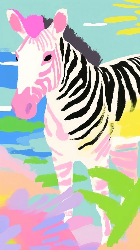 Cute zebra painting cartoon animal.