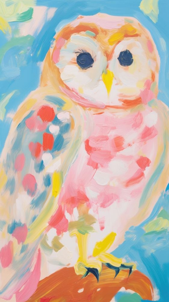 Owl painting art cartoon.
