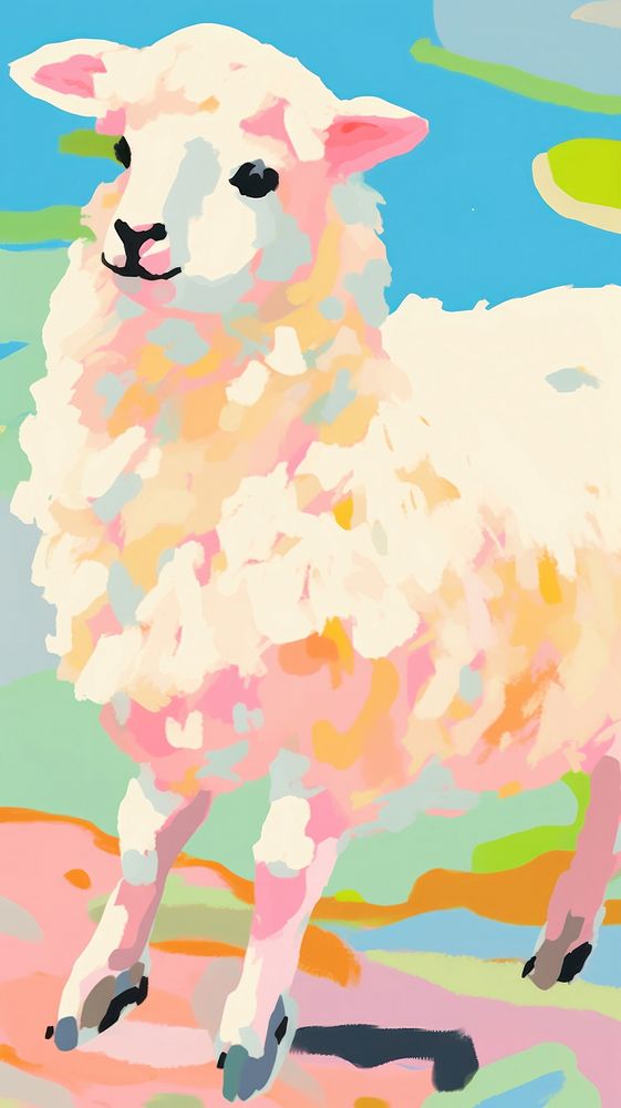 Sheep livestock painting cartoon.