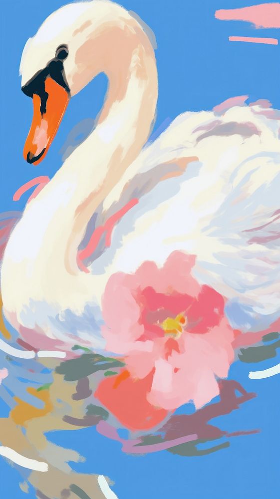 Swan painting cartoon animal.