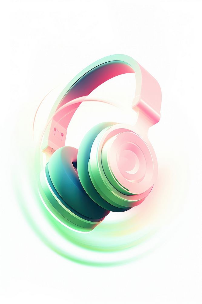 Headphones abstract green pink.
