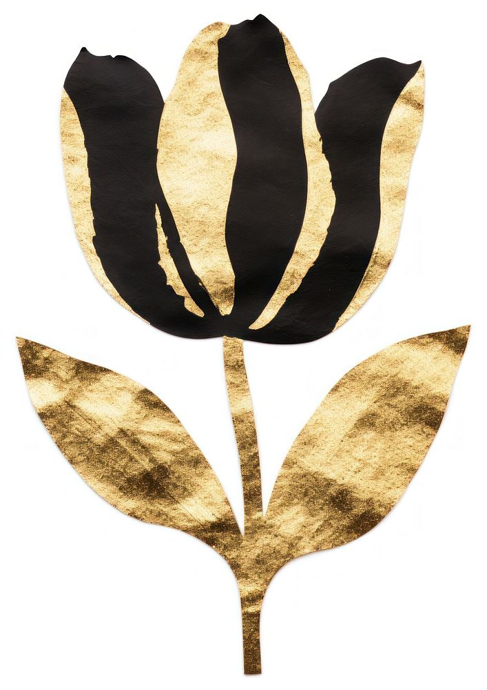 Tulip shape ripped paper plant gold leaf.