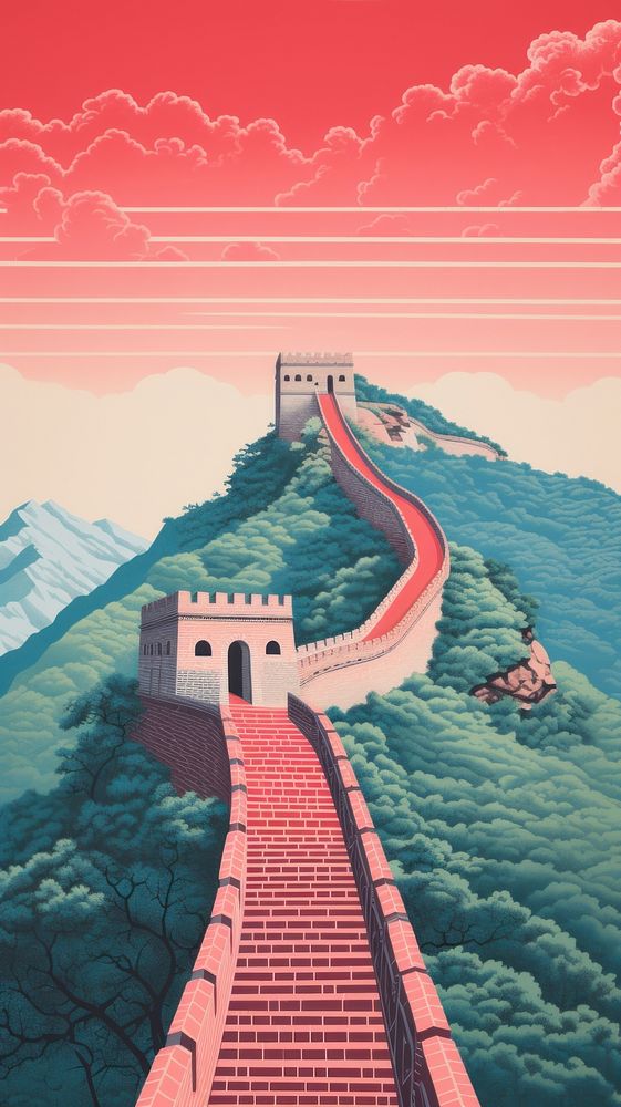 Chinese the great wall art architecture mountain.
