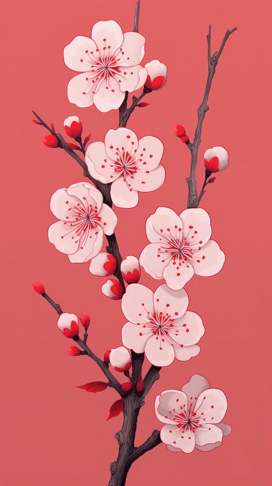 Chinese seamless plum blossom flower nature plant.
