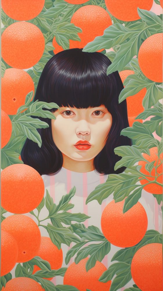 Chinese seamless art grapefruit portrait.