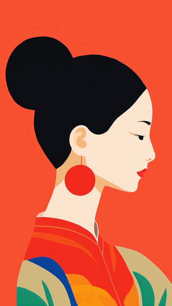 Chinese woman art earring jewelry.