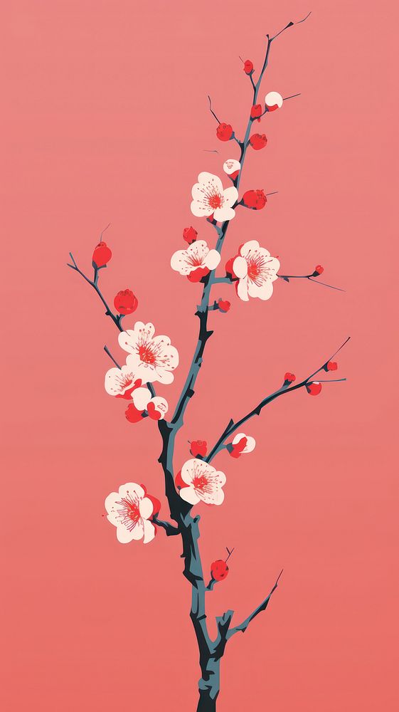 Chinese seamless plum blossom flower plant art.