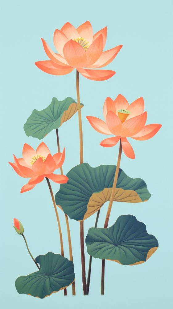 Chinese seamless lotus vintage flower plant lily.
