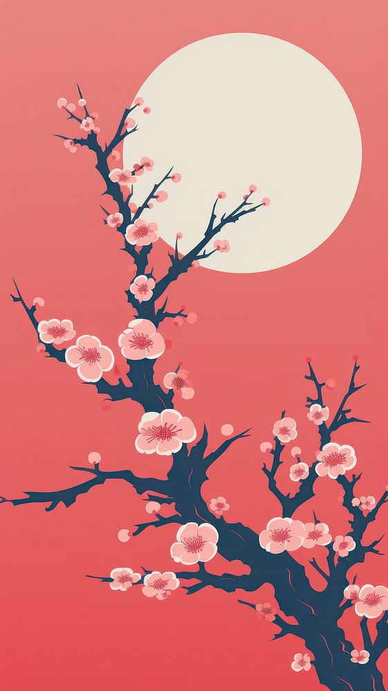 Chinese seamless plum blossom flower plant tranquility.