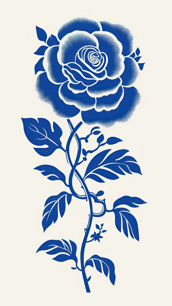 Chinese flower blue and white art pattern plant.