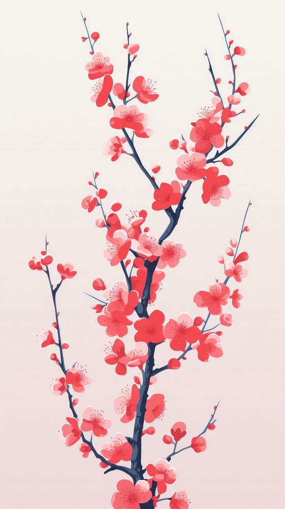 Chinese seamless plum blossom flower plant springtime.