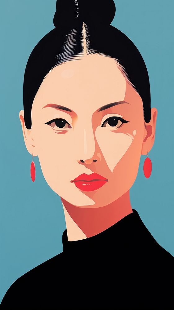Modern Chinese woman portrait earring jewelry.