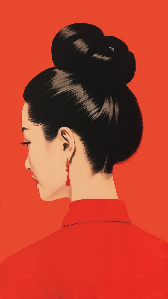 Chinese seamless vintage woman adult art hairstyle.