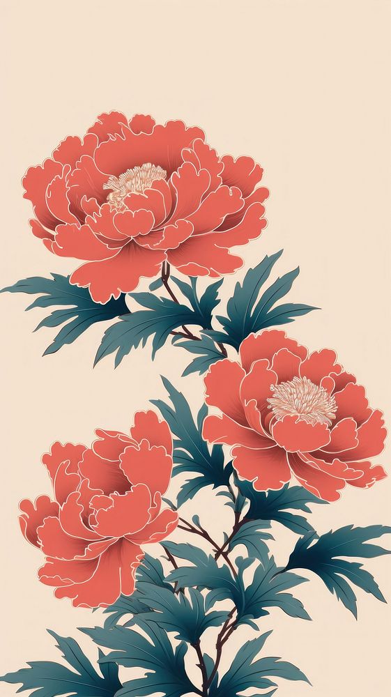 Chinese seamless peony vintage art pattern flower.
