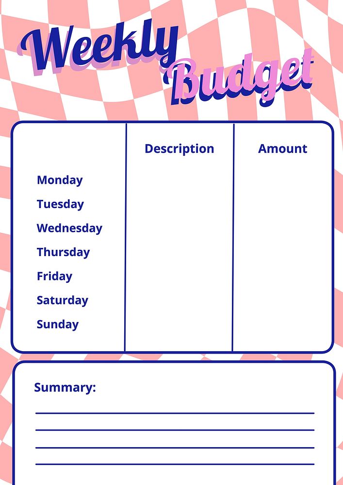 Weekly budget planner template design