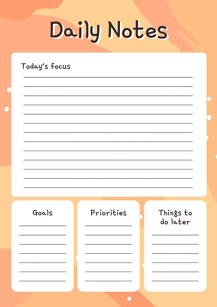 Daily notes planner template design