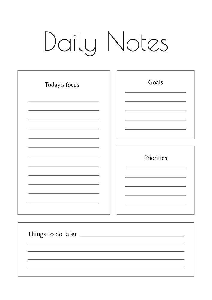Daily notes planner template design