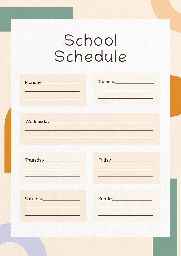School schedule planner template design