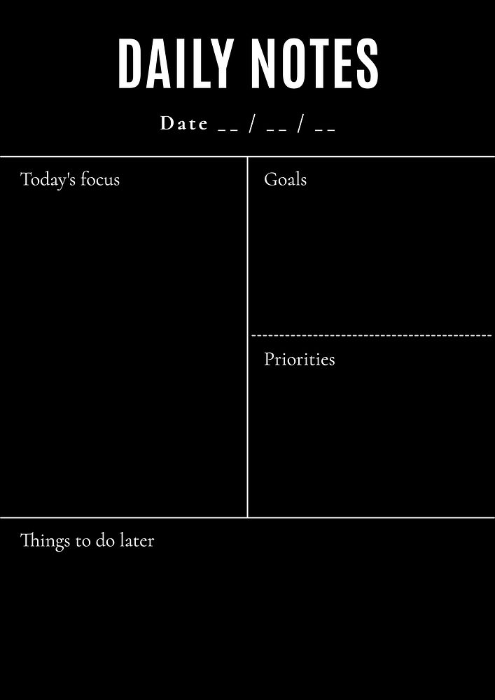 Daily notes planner template design