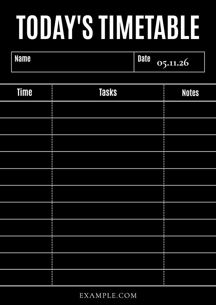 Today's timetable planner template design