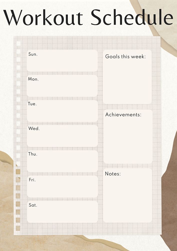 Workout schedule planner template design