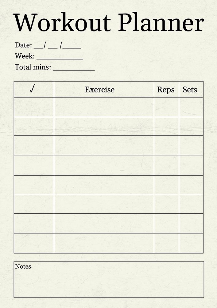 Workout  planner template design