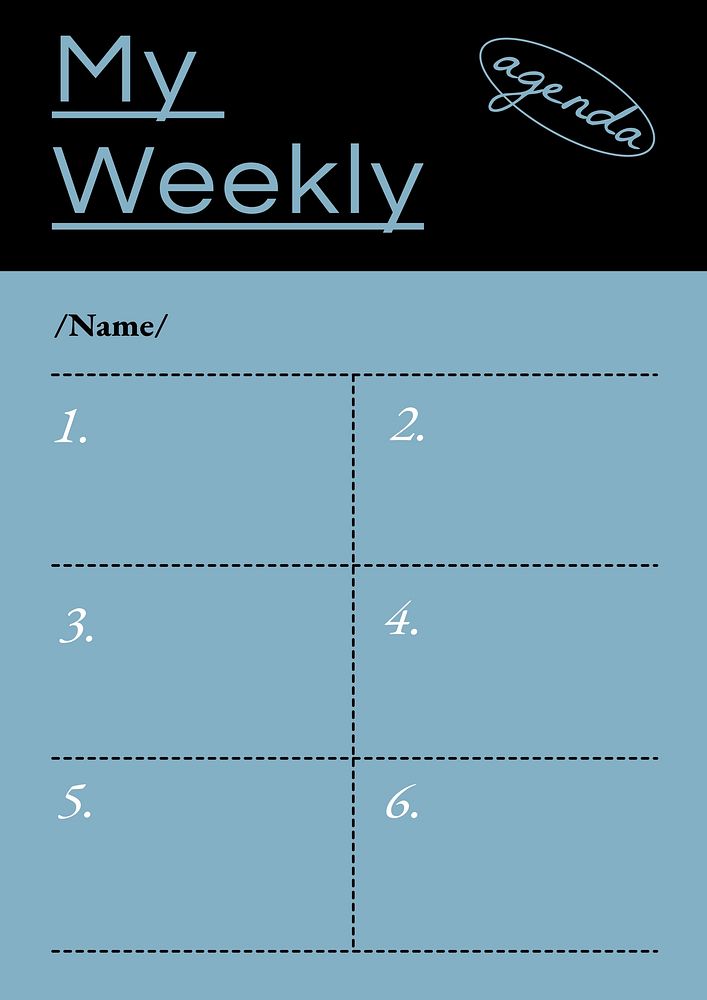 Weekly agenda planner template design