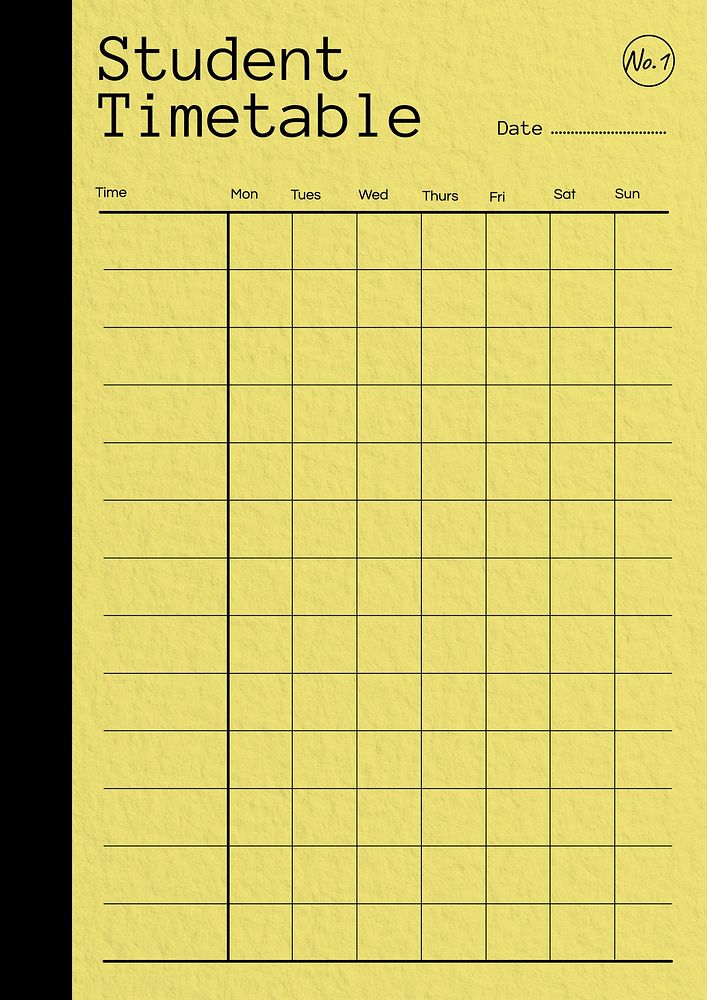 Student timetable planner template design