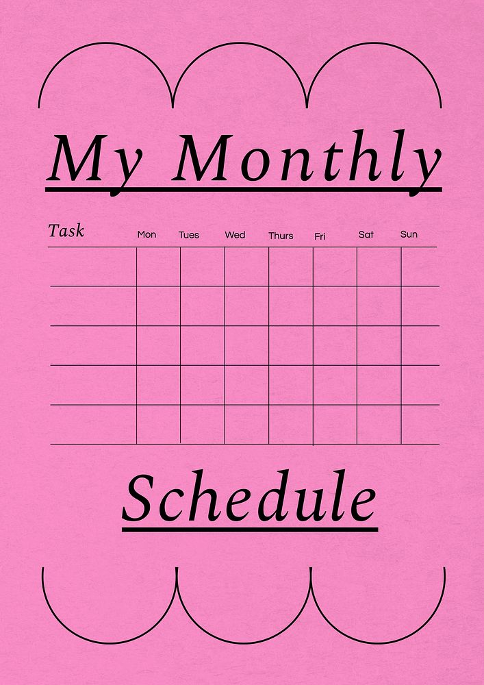 Monthly schedule planner template design