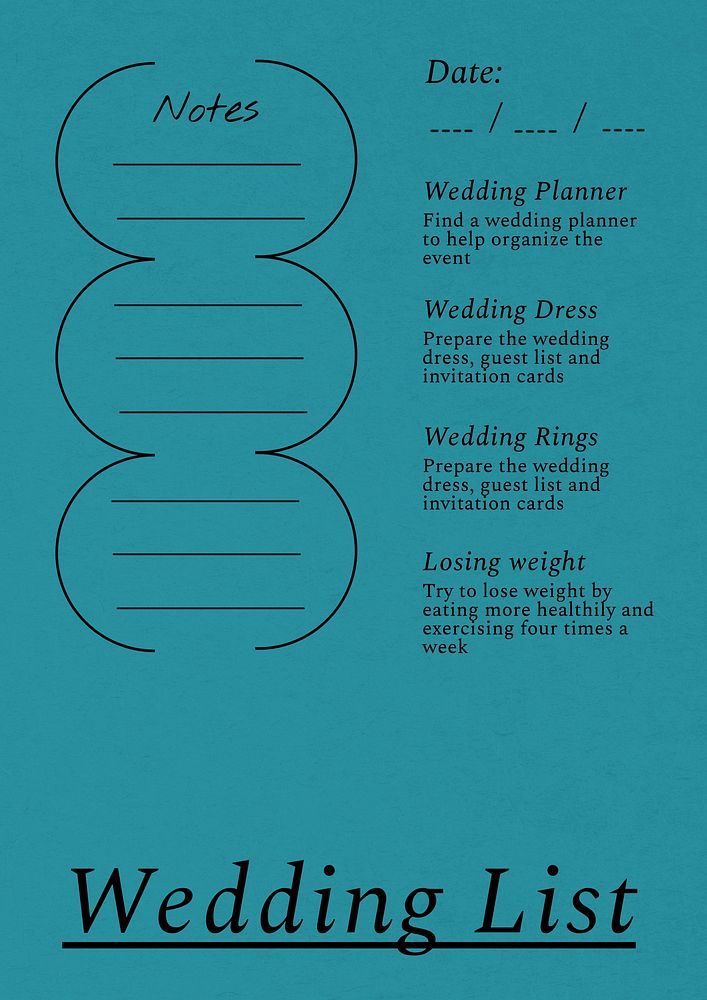 Wedding checklist planner template design